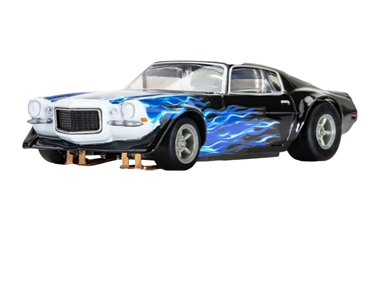 1973 Chevrolet Camaro Wild Fire Black/Blue Mega G+HO Slot Cars