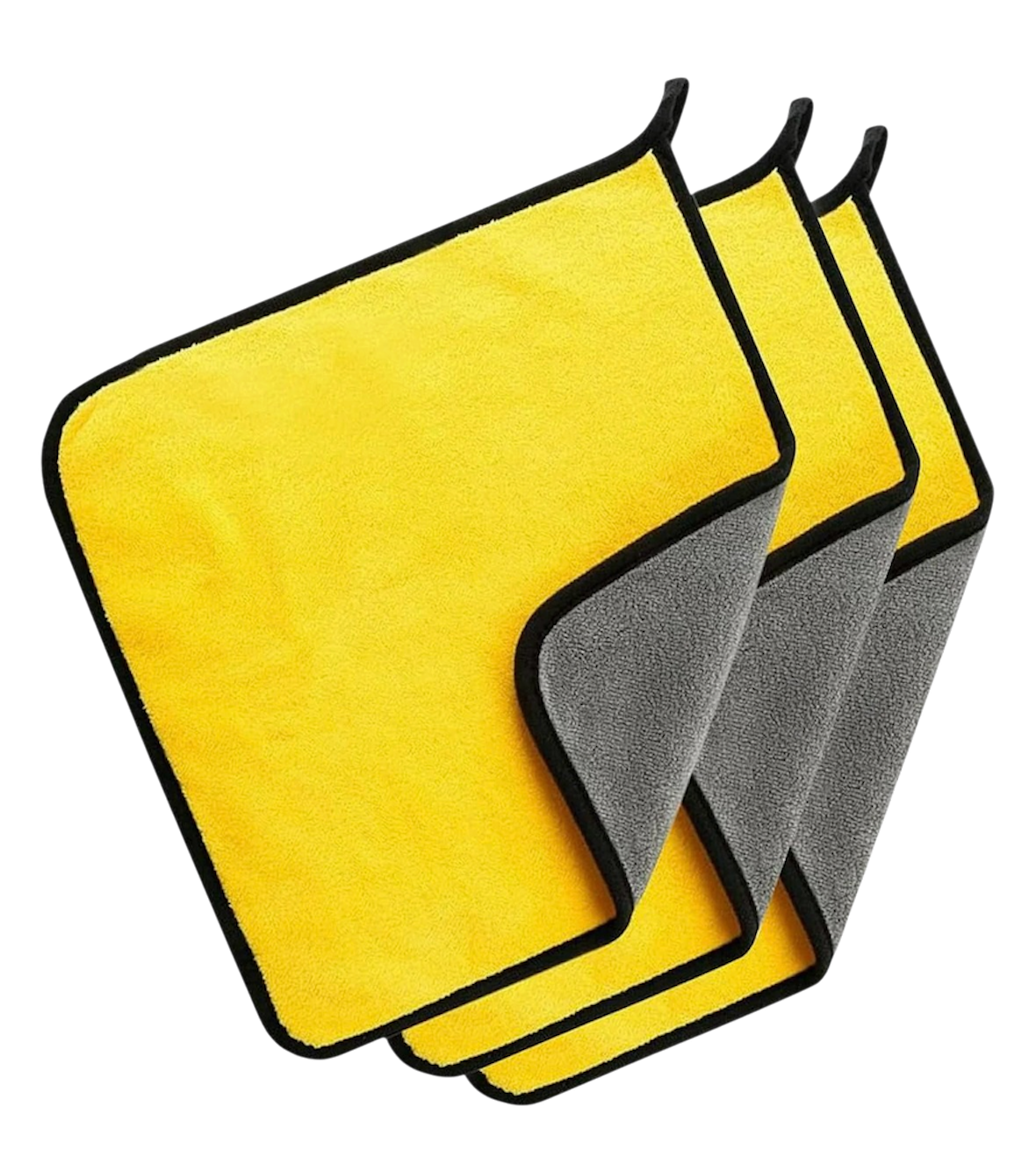 Street Iconz 800 GSM Coral Fleece Double Sided Microfiber Towels, 16" x 12" Yellow/Gray