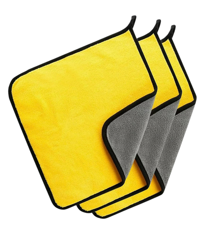 Street Iconz 800 GSM Coral Fleece Double Sided Microfiber Towels, 16" x 12" Yellow/Gray