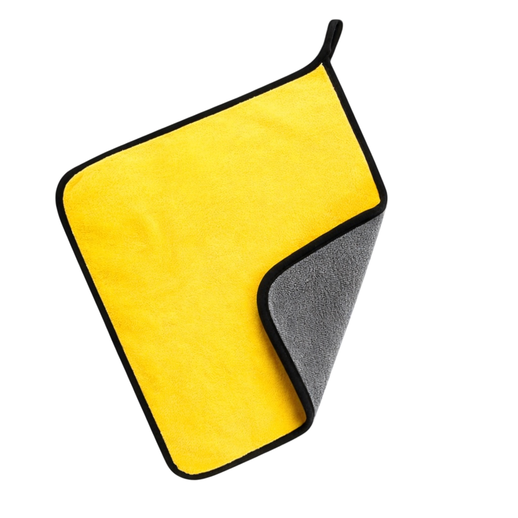 Street Iconz 800 GSM Coral Fleece Double Sided Microfiber Towels, 16" x 12" Yellow/Gray